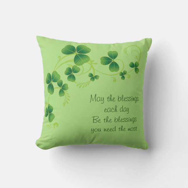 St. Patrick's Day Pillow-May The Blessings Throw Pillow (Front)