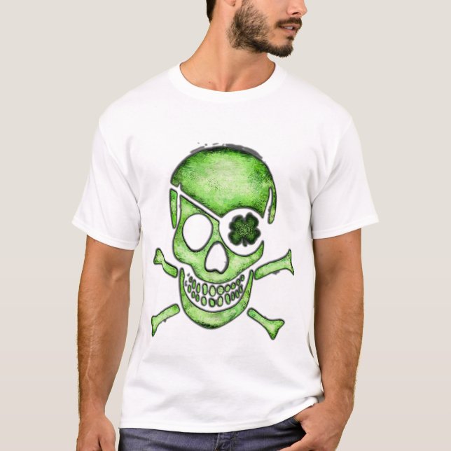 St. Patrick's Day Pirate Skull T-Shirt (Front)