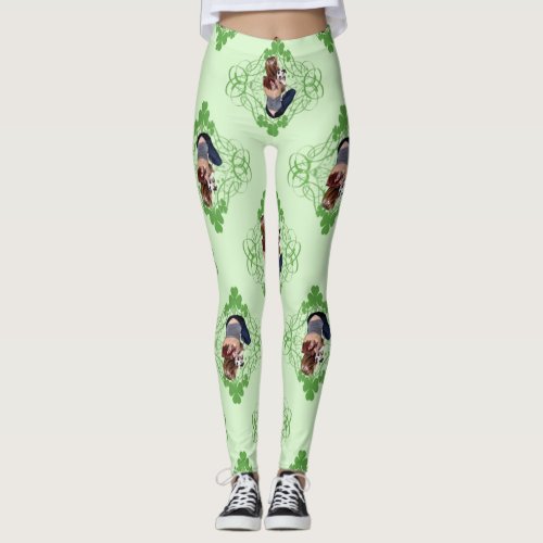 St Patricks Day Pit Bull T_Bone Lucky Puppy 2009 Leggings