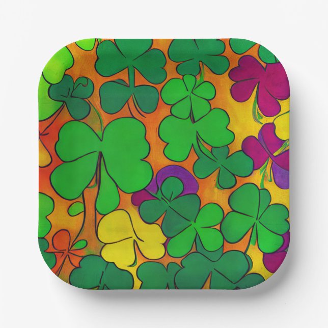 St. Patrick's Day Plates with Shamrocks (Front)