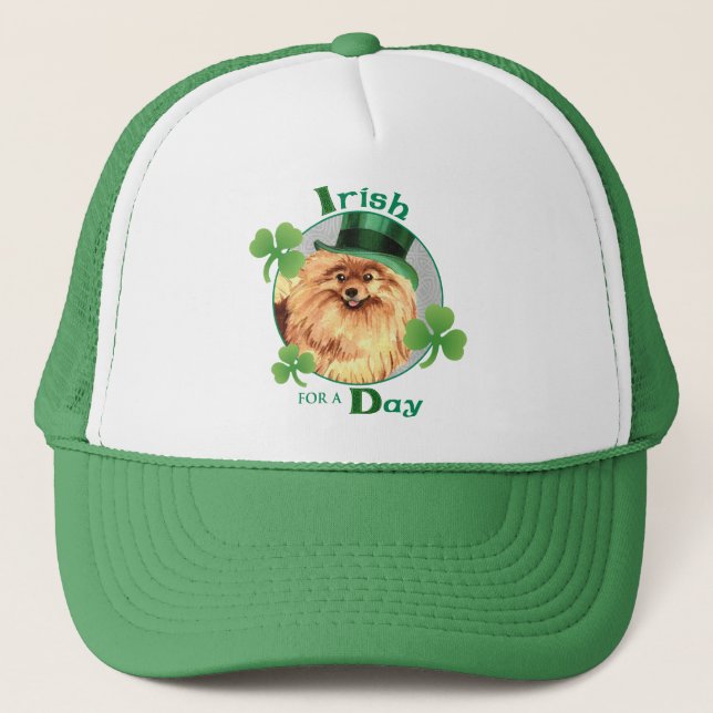 St. Patrick's Day Pomeranian Trucker Hat (Front)