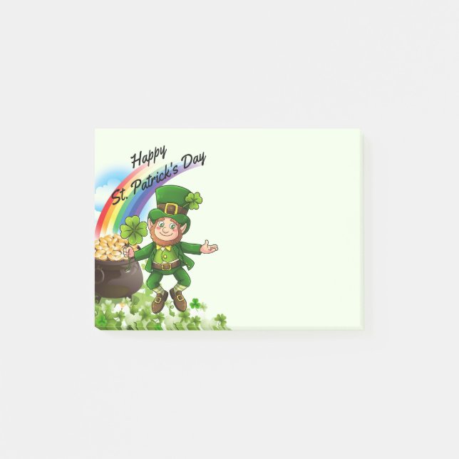 St. Patrick's Day Post-it Notes Leprechaun Rainbow (Front)