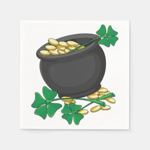 St Patricks Day Pot of Gold and Lucky Shamrocks  Napkins