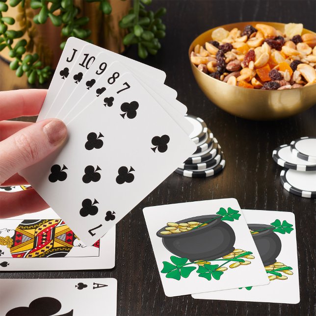 St Patricks Day Pot of Gold and Lucky Shamrocks  Poker Cards (Creator Uploaded)