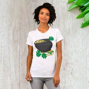 St Patricks Day Pot of Gold and Lucky Shamrocks  T-Shirt
