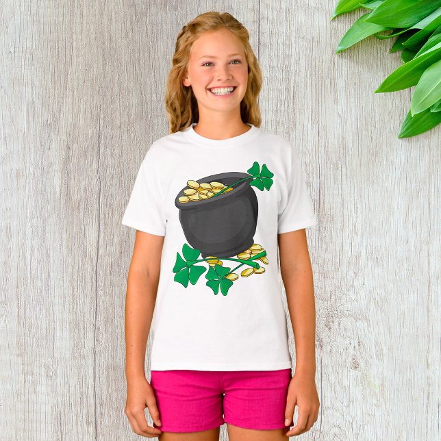 St Patricks Day Pot of Gold and Lucky Shamrocks  T-Shirt (Creator Uploaded)