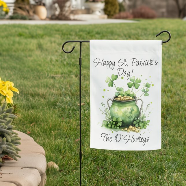 St. Patrick's Day Pot of Gold and Shamrocks Garden Flag (Creator Uploaded)