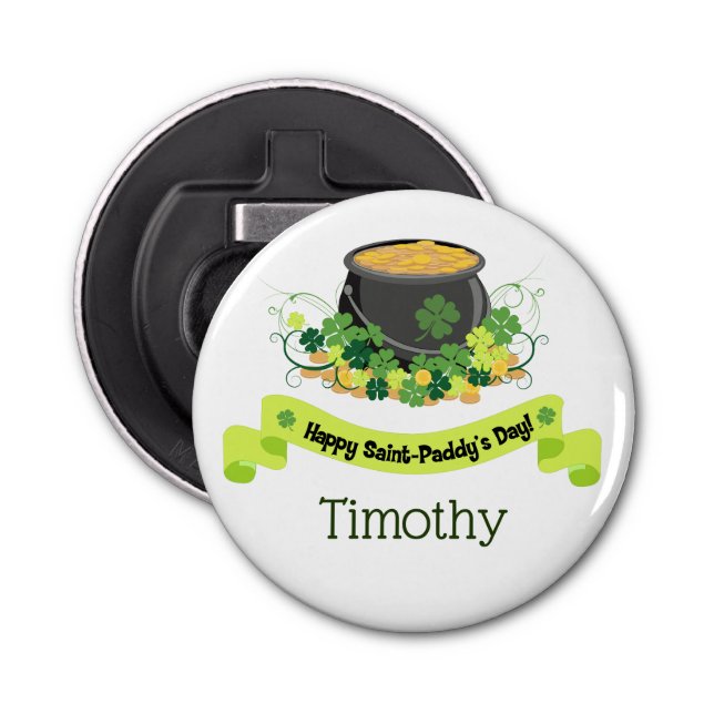 St. Patrick's Day Pot of Gold Bottle Opener (Front)