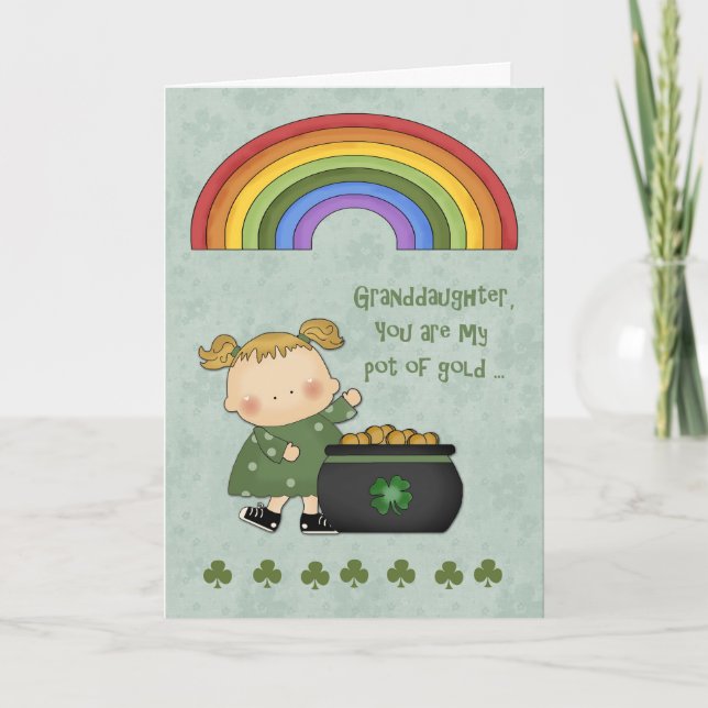 St. Patrick's Day, Pot of Gold, Granddaughter Card (Front)