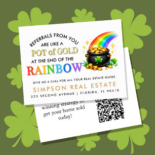 St. Patrick's Day Pot of Gold Real Estate Referral Announcement Postcard