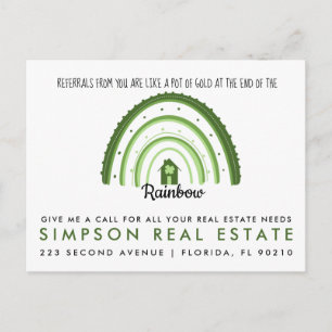 St Patricks Day pot of gold referral real estate  Announcement Postcard
