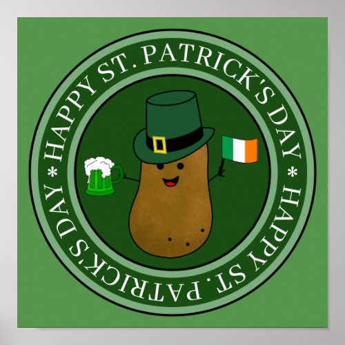 St Patricks Day Potato In A Hat Poster