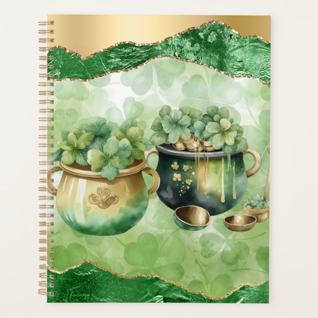 St. Patrick's Day Pots Of Gold Irish Clovers  Planner (Front)