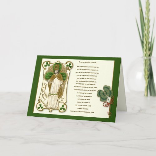St Patricks Day Prayer Religious Shamrocks Card