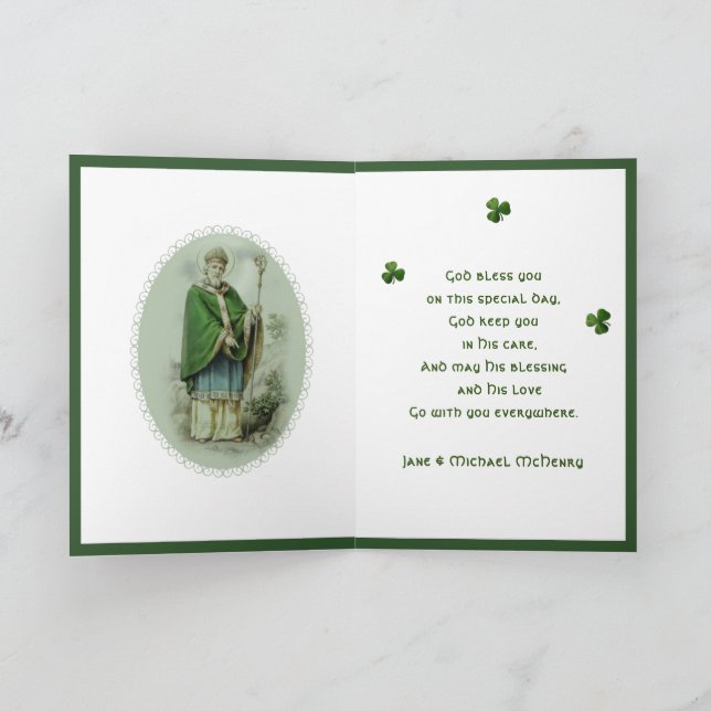 St. Patrick's Day Prayer Religious Shamrocks Holiday Card (Inside)
