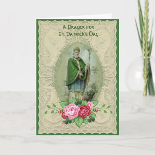 St. Patrick's Day Prayer Religious Shamrocks Holiday Card