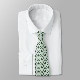 St. Patrick's Day Preppy Shamrock Clover Lattice  Neck Tie