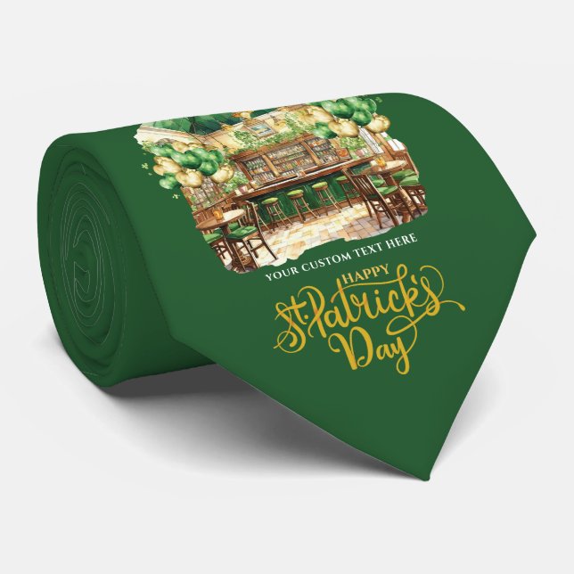 St. Patrick's Day Pub Party Personalized Neck Tie (Rolled)