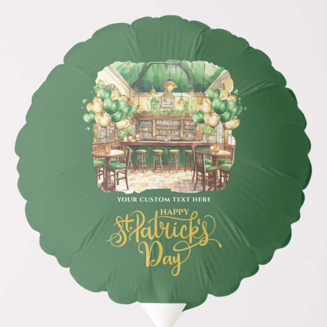 St. Patrick's Day Pub Party Watercolor Balloon (Front)