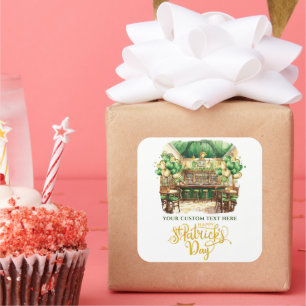 St. Patrick's Day Pub Personalized Square Sticker