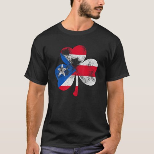 St Patricks Day Puerto Rican Flag Shamrock Puerto T_Shirt