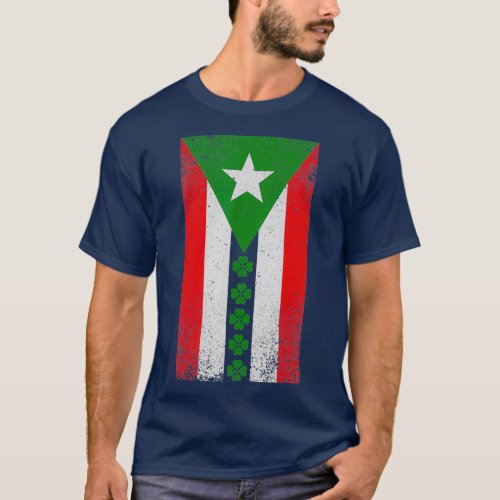 St Patricks Day Puerto Rico Irish Shamrock Flag T_Shirt