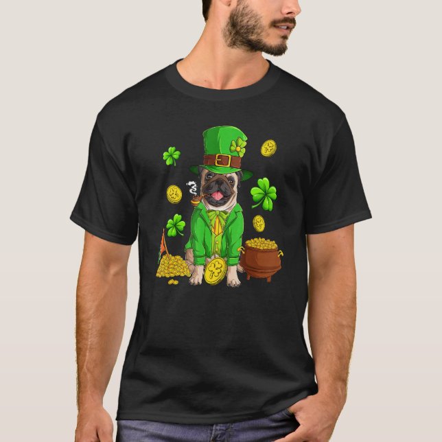 St Patricks Day Pug Irish Dogs   Saint Paddys Day  T-Shirt (Front)