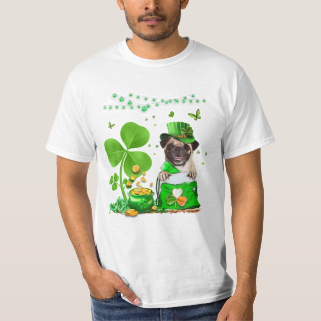 St Patricks Day Pug Lover Irish T-Shirt (Front)