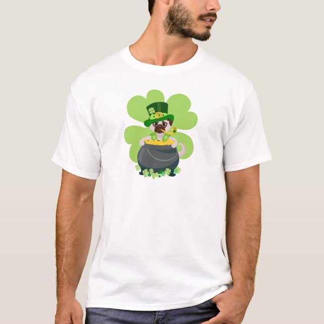 St. Patrick's Day Pug - Personalize T-Shirt (Front)