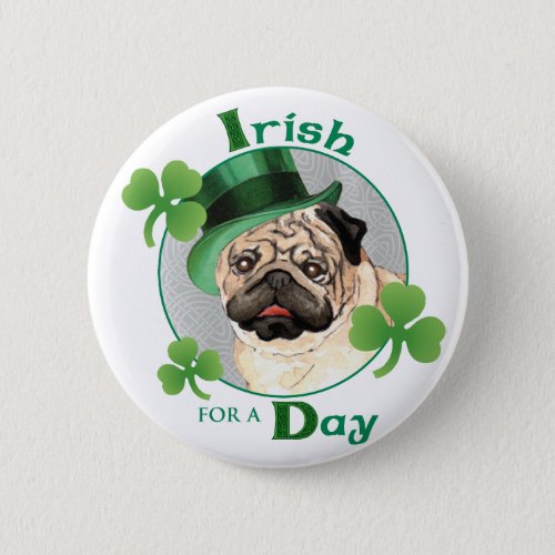 St Patricks Day Pug Pinback Button