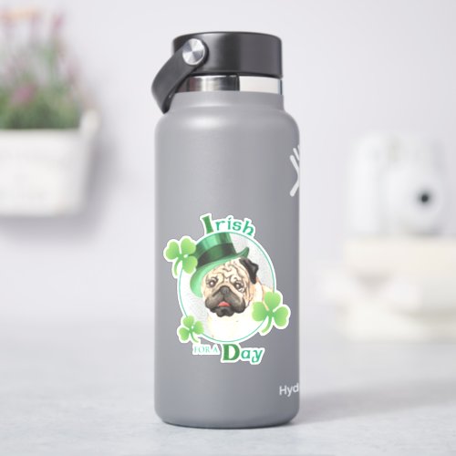 St Patricks Day Pug Vinyl Sticker