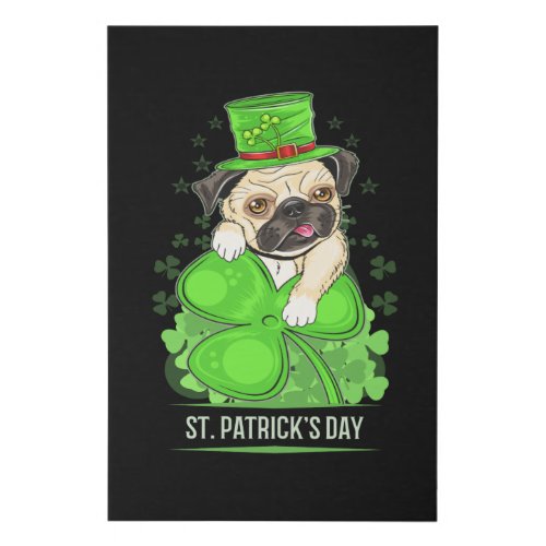 St Patricks Day Puppy Pug Faux Canvas Print