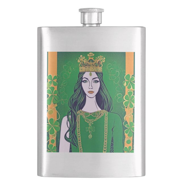 St Patrick's Day Queen Flask (Front)