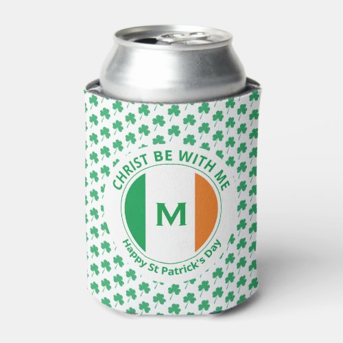 St Patricks Day Quote Monogram Irish Flag Shamrock Can Cooler