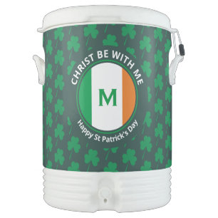 St Patricks Day Quote Monogram Shamrock Irish Flag Beverage Cooler