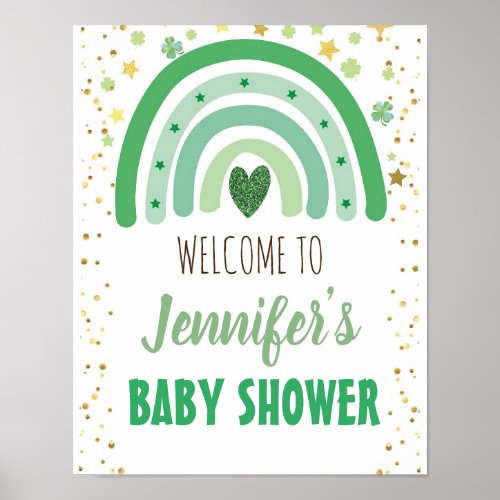 St Patricks Day Rainbow Baby Shower Welcome Sign