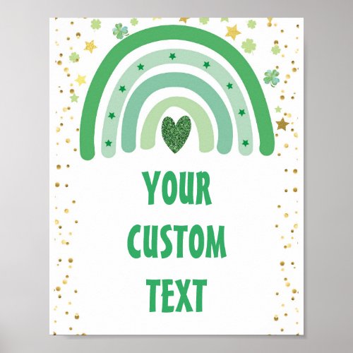 St Patricks Day Rainbow Custom Text Poster