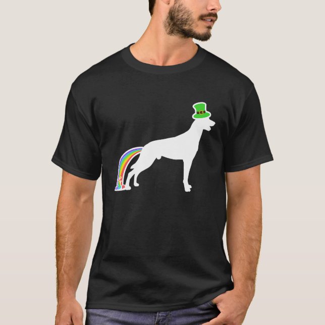 St Patrick's Day Rainbow Dog  Malinois T-Shirt (Front)