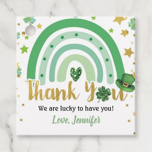 St Patricks Day Rainbow Green Gold Thank You Favor Tags