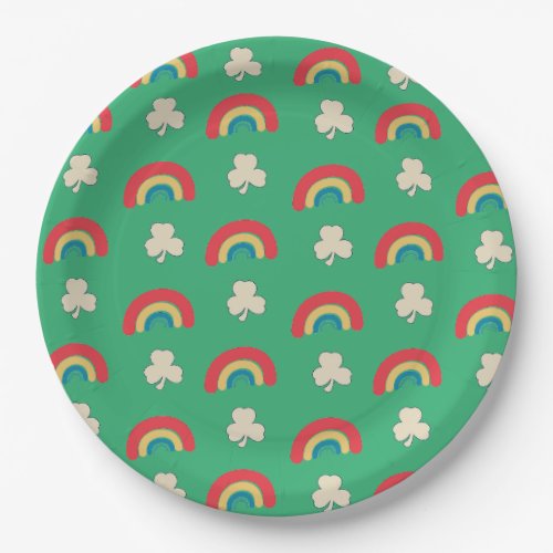 St Patricks Day Rainbow  Shamrock Paper Plates