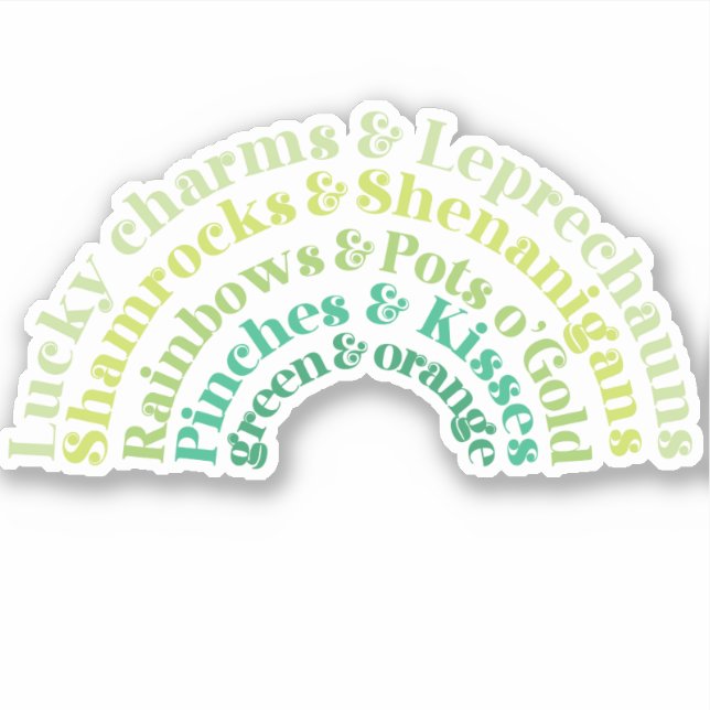 St. Patrick's Day rainbow typography design Sticker (Front)