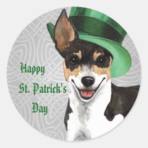 St Patricks Day Rat Terrier Classic Round Sticker