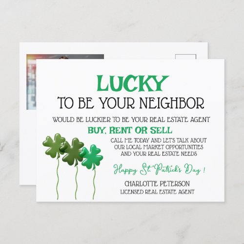 St Patricks Day Real Estate Promotional Marketing Holiday Postcard