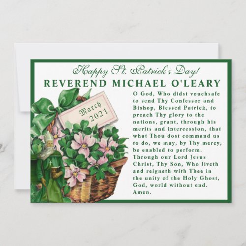 St Patricks Day Religious Prayer Shamrocks Card