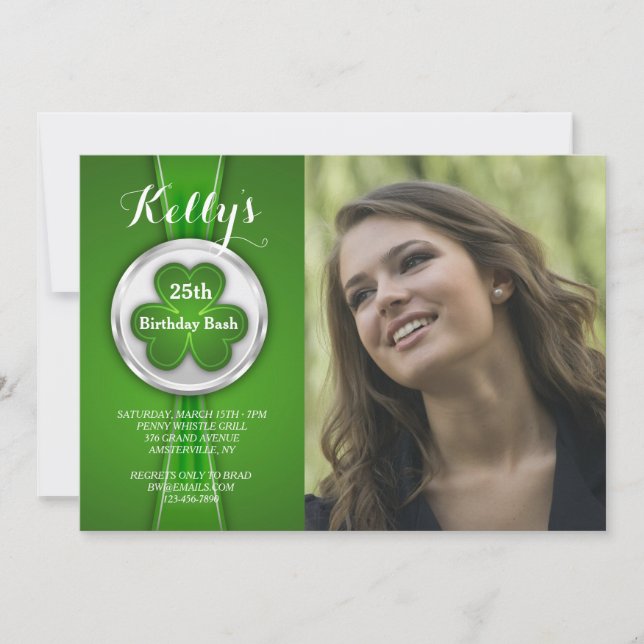 St. Patrick's Day Ribbon Photo Invitation (Front)