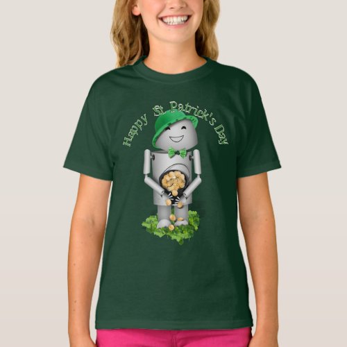 St Patricks Day Robo_x9 With Pot of Gold T_Shirt