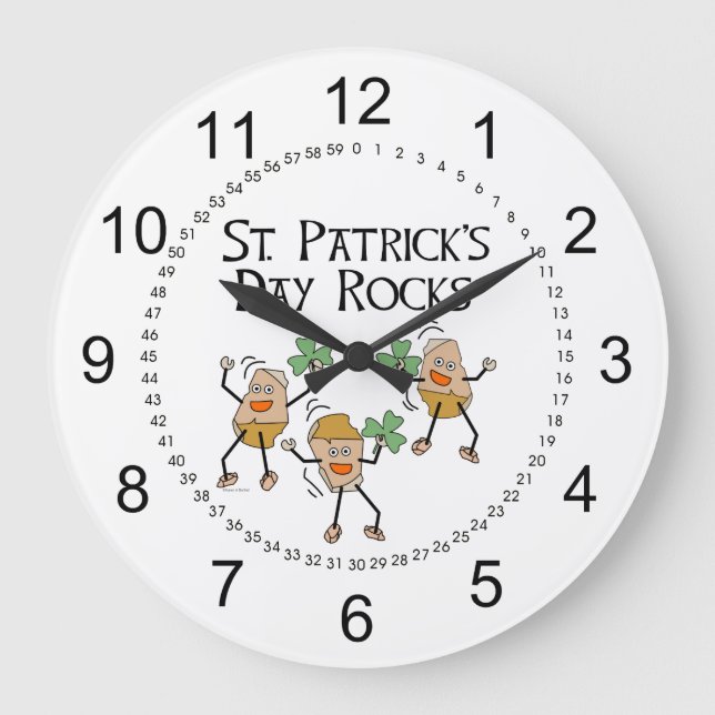 St. Patrick's Day Rocks Large Clock (Front)