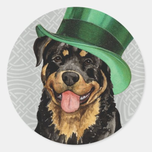 St Patricks Day Rottweiler Classic Round Sticker
