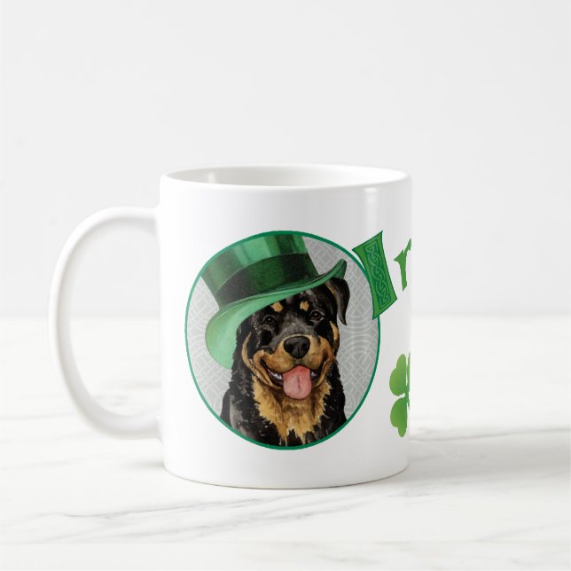 St. Patrick's Day Rottweiler Coffee Mug (Left)