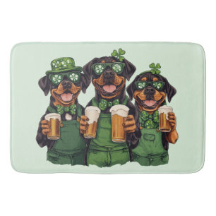 St. Patrick's Day Rottweiler Dogs Bath Mat